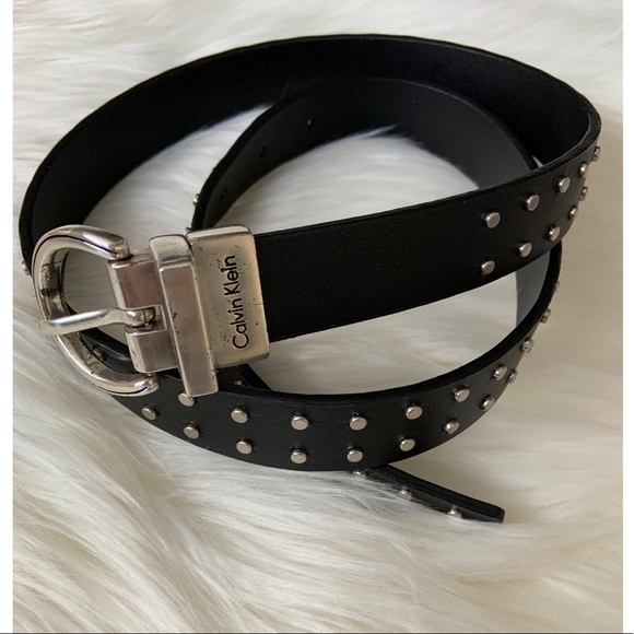 CALVIN KLEIN Black Studded Reversible Belt - Picture 2 of 8